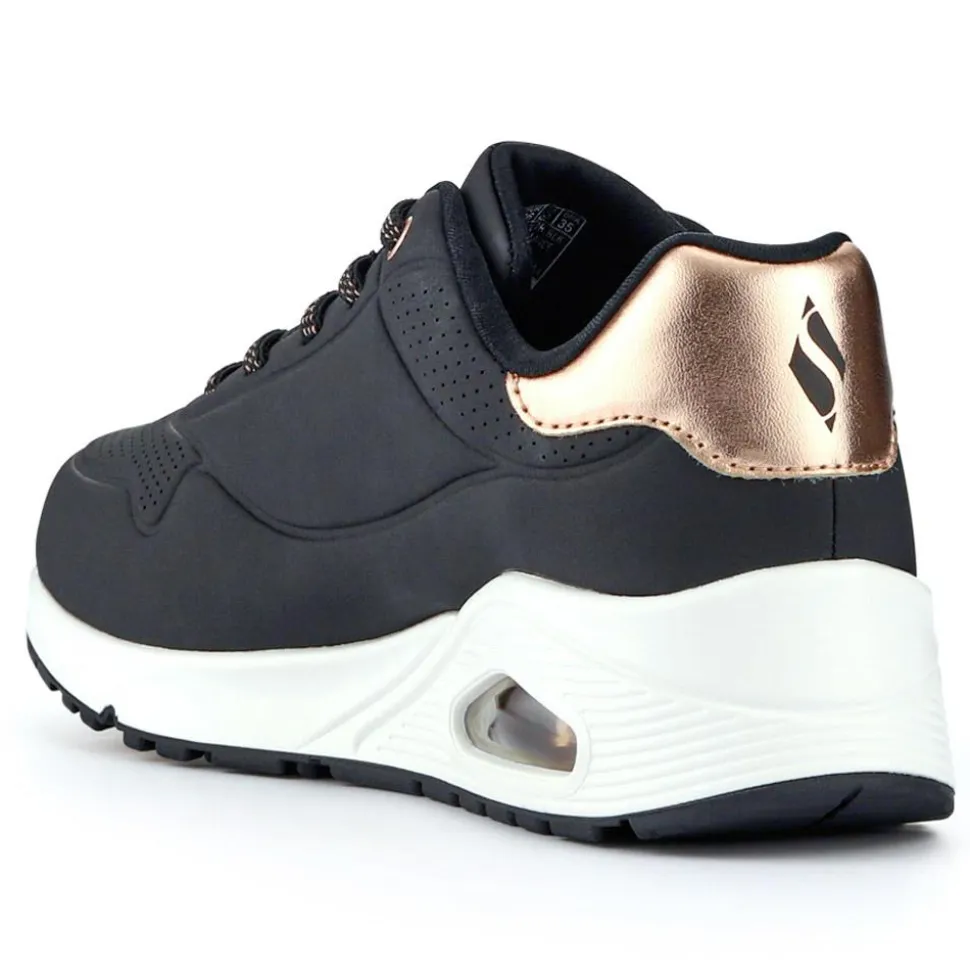 Skechers Wide-Fit Uno - Shimmer Away Trainers - Black