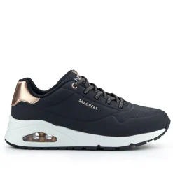 Skechers Wide-Fit Uno - Shimmer Away Trainers - Black