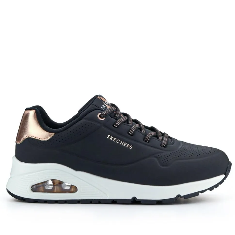 Skechers Wide-Fit Uno - Shimmer Away Trainers - Black
