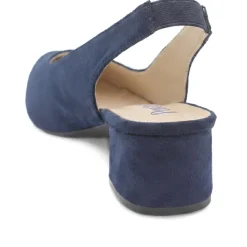 Slingback Block Heel Court Shoes - Navy