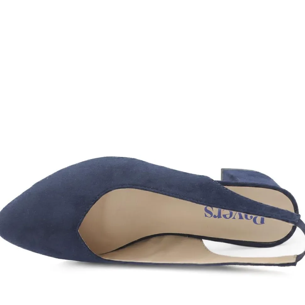 Slingback Block Heel Court Shoes - Navy