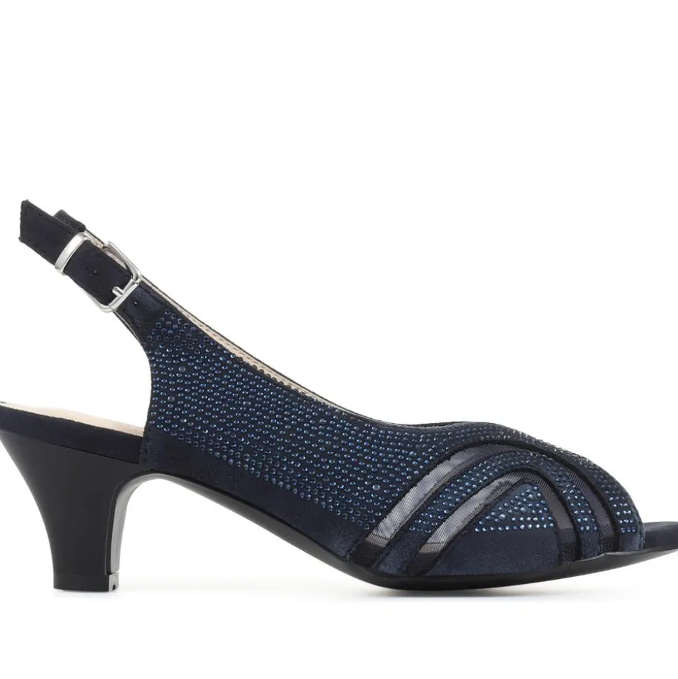 Sling-Back Evening Heels - Navy