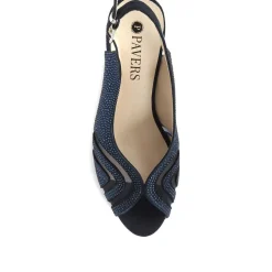 Sling-Back Evening Heels - Navy