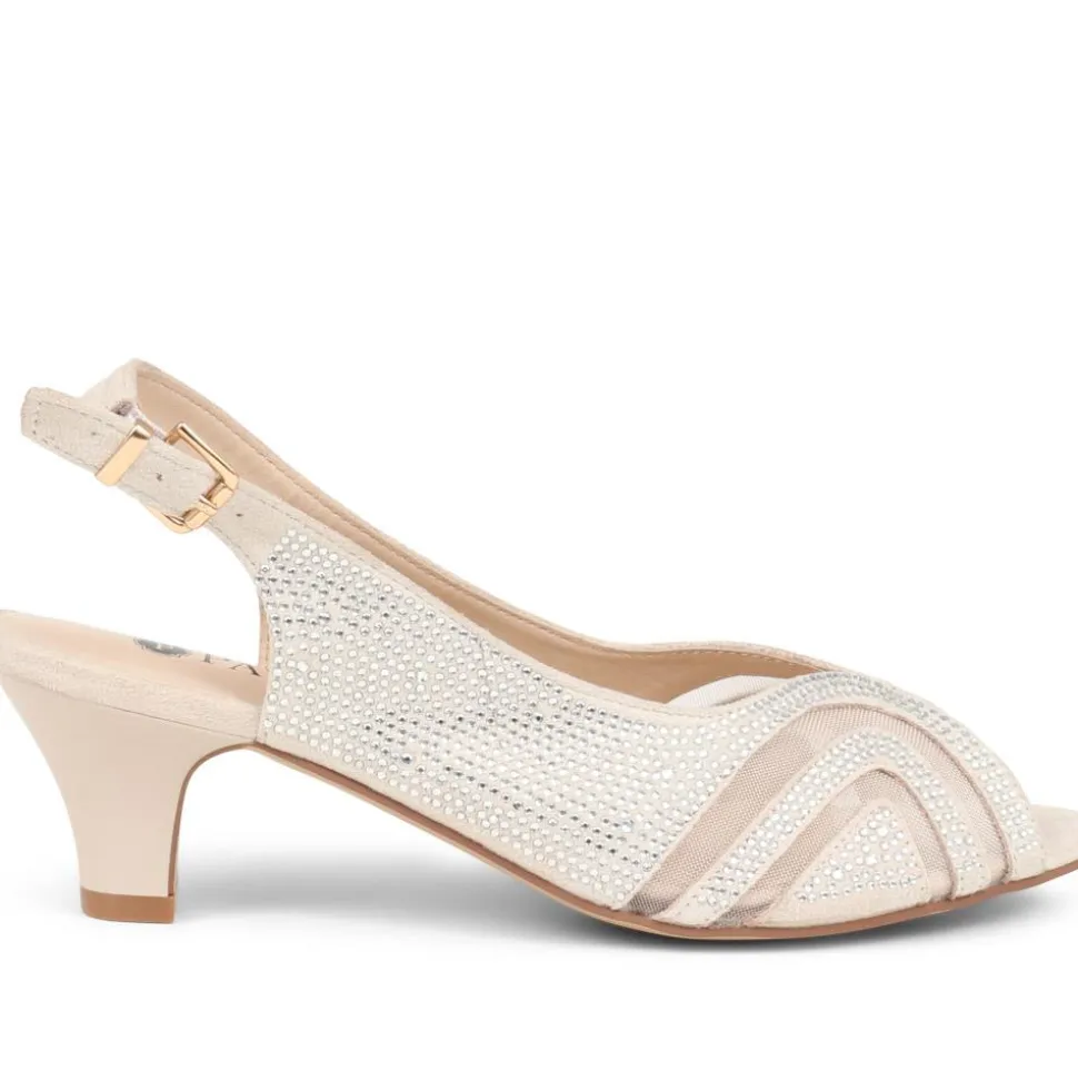 Sling-Back Evening Heels - Nude