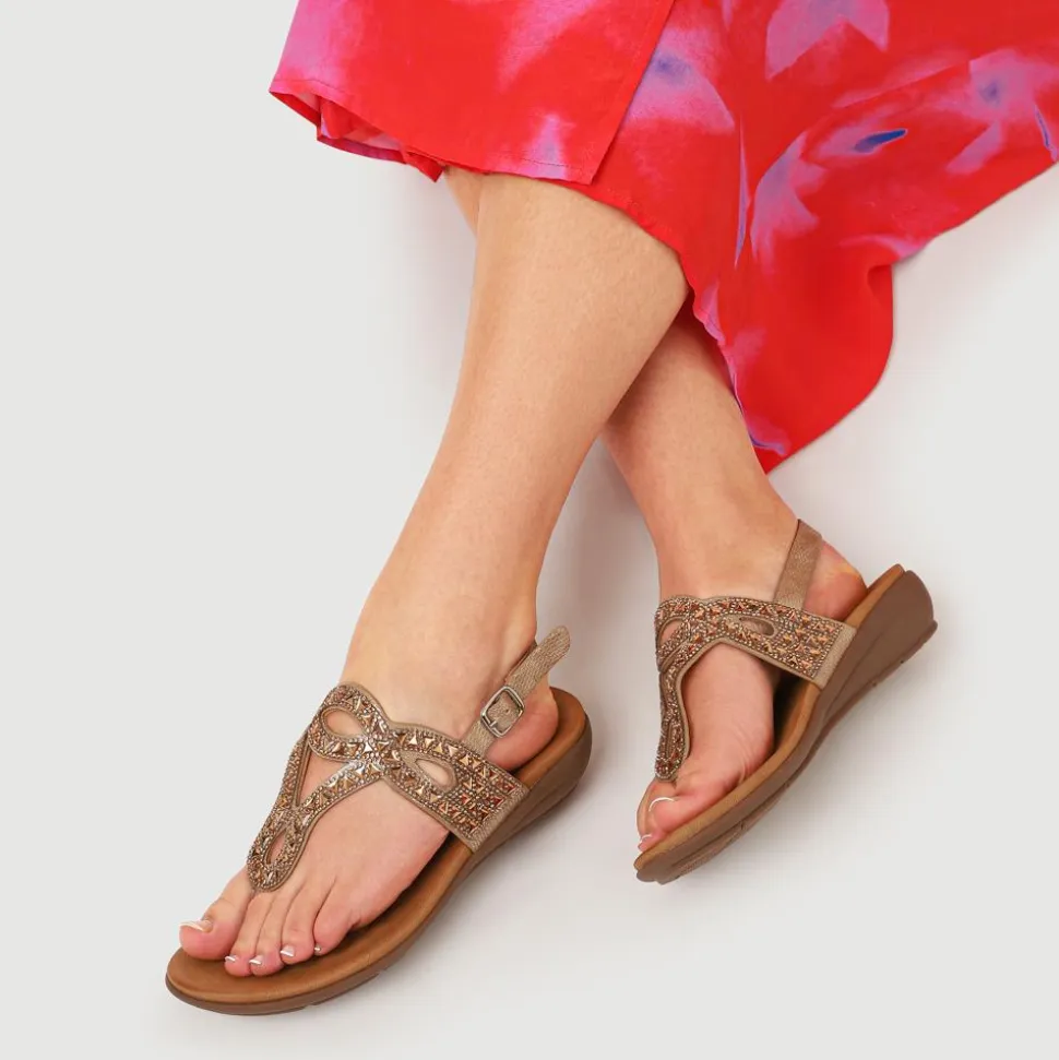Slingback Toe Post Sandals - Gold