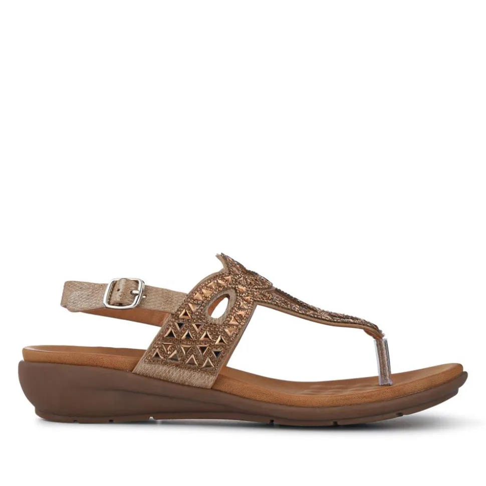 Slingback Toe Post Sandals - Gold