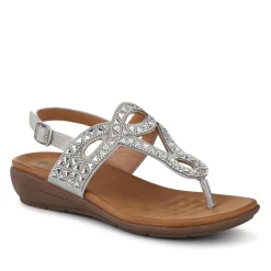 Slingback Toe Post Sandals - Silver