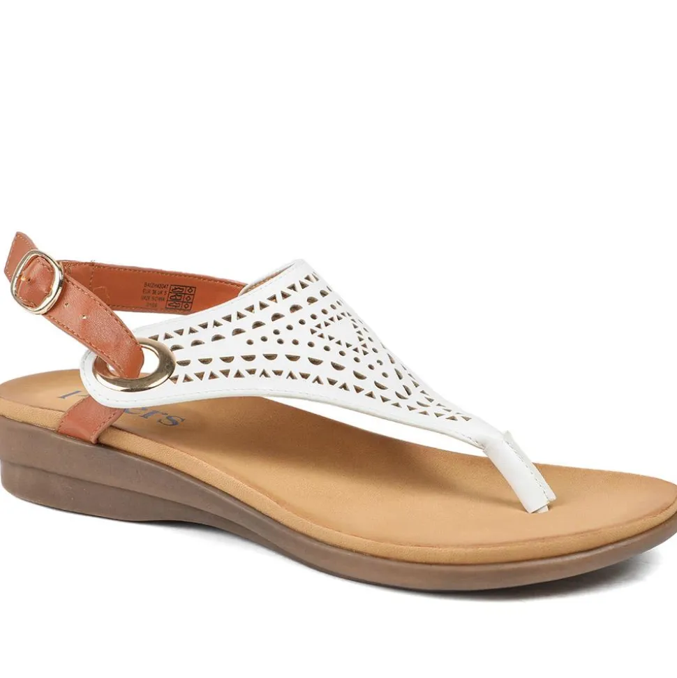 Slingback Toe Post Sandals - White-Tan