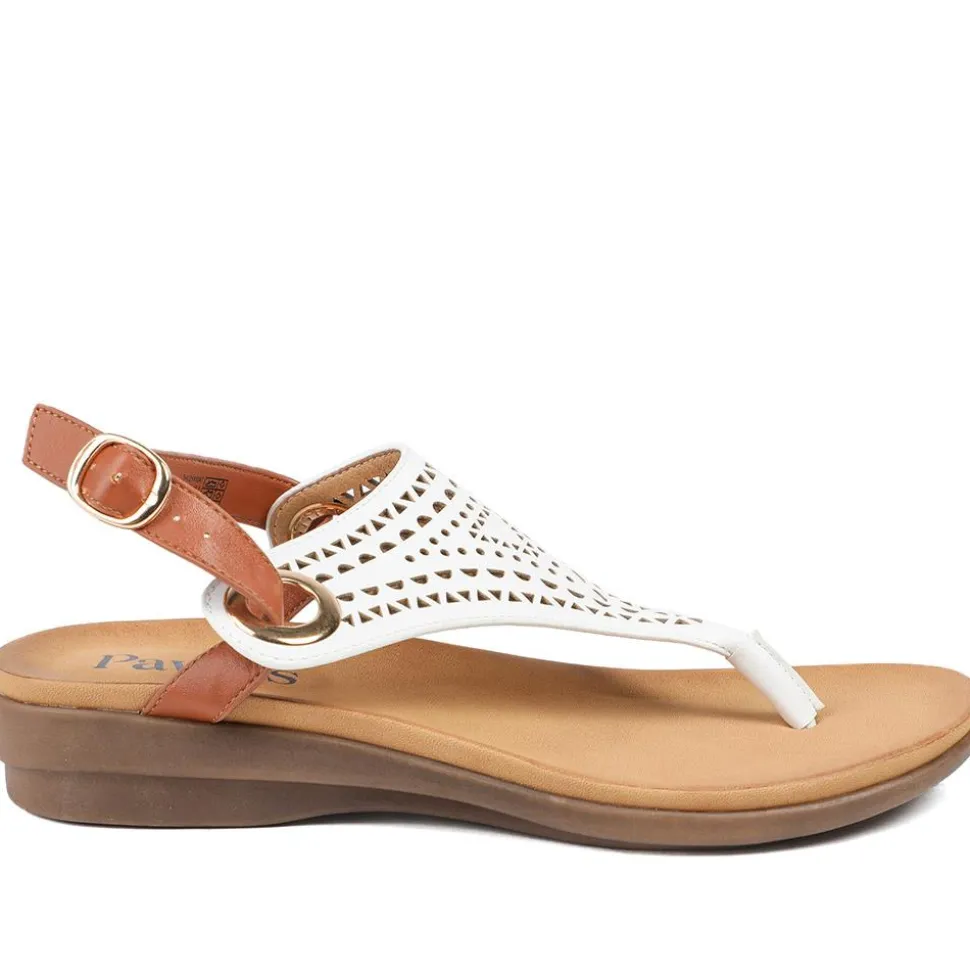 Slingback Toe Post Sandals - White-Tan