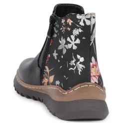 Slip-On Ankle Boots - Black Floral