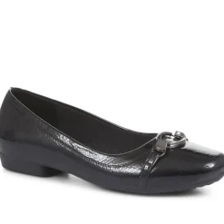 Slip-On Ballerina Pumps - Black Patent