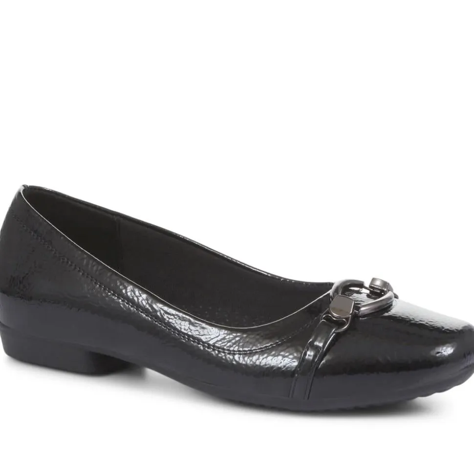 Slip-On Ballerina Pumps - Black Patent