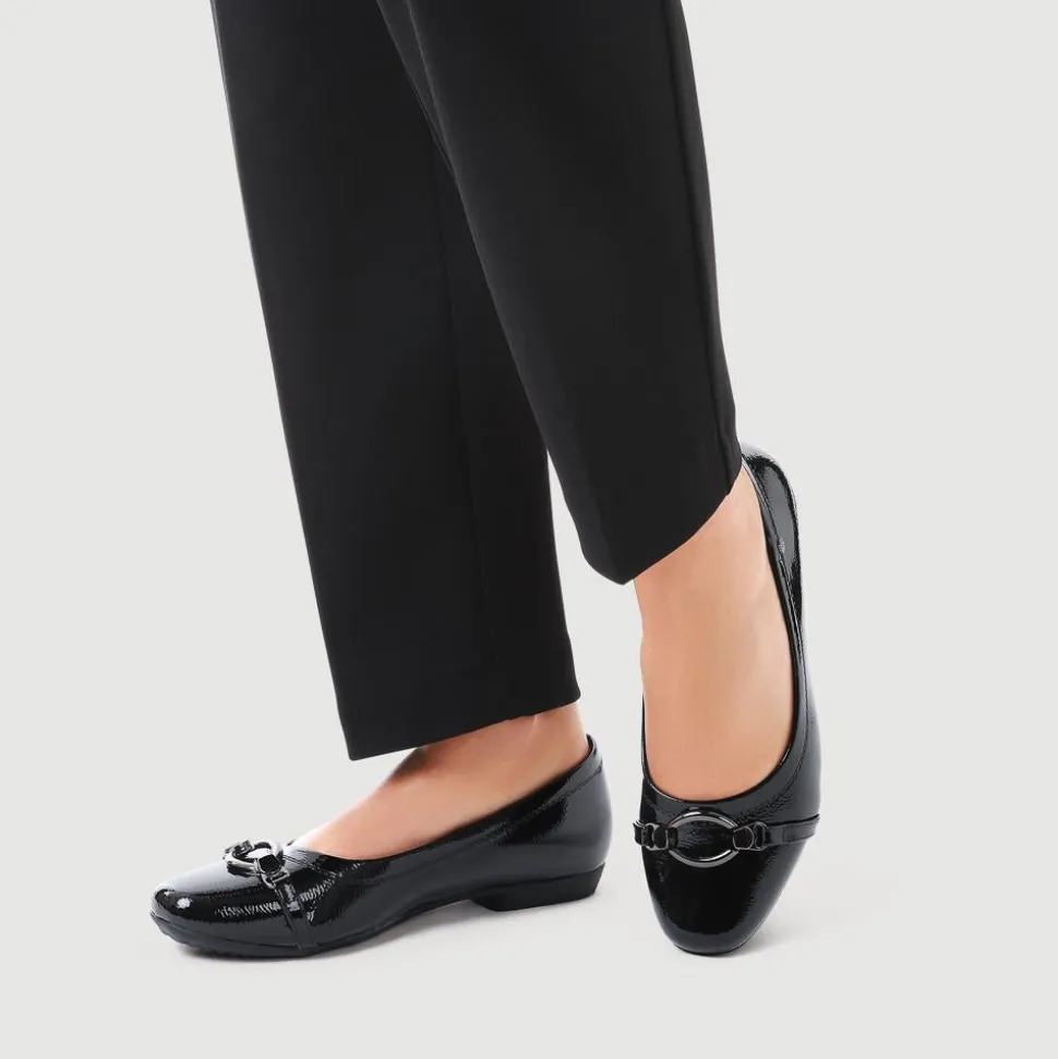 Slip-On Ballerina Pumps - Black Patent
