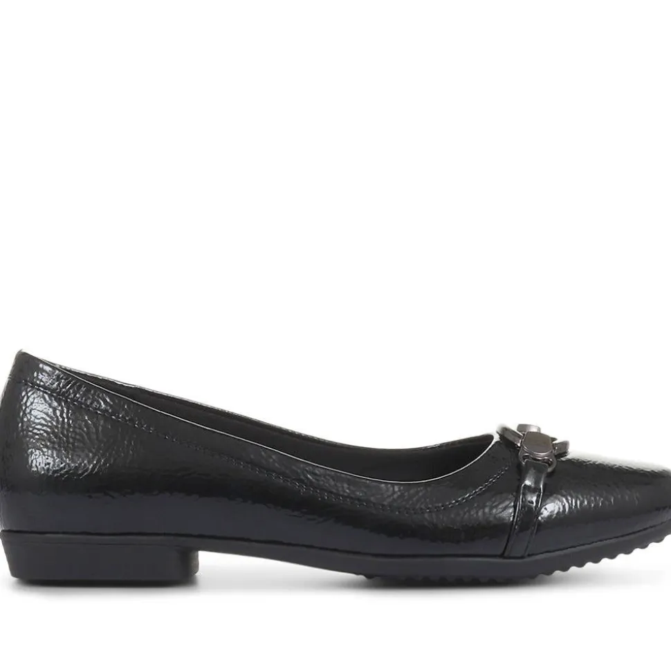 Slip-On Ballerina Pumps - Black Patent
