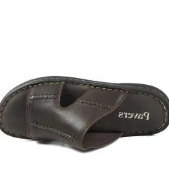 Slip On Leather Mule Sandals - Dark Brown