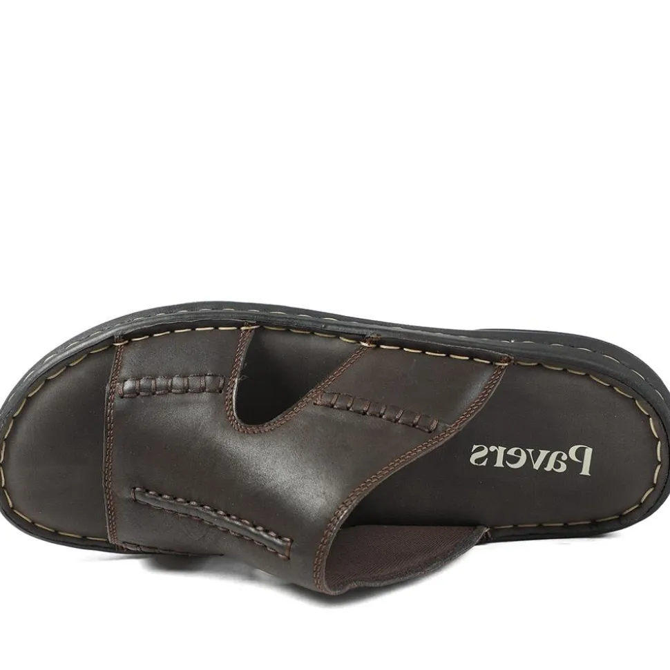 Slip On Leather Mule Sandals - Dark Brown