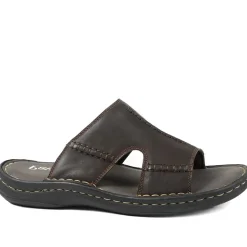Slip On Leather Mule Sandals - Dark Brown