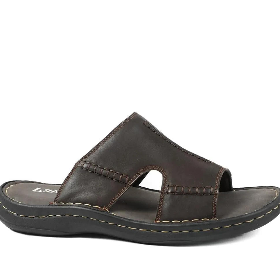 Slip On Leather Mule Sandals - Dark Brown