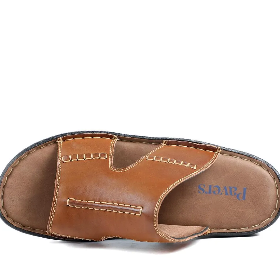 Slip On Leather Mule Sandals - Tan