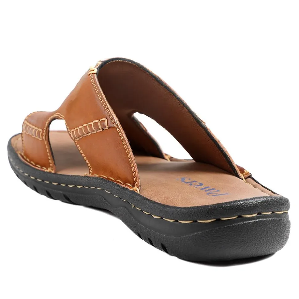 Slip On Leather Mule Sandals - Tan