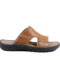 Slip On Leather Mule Sandals - Tan