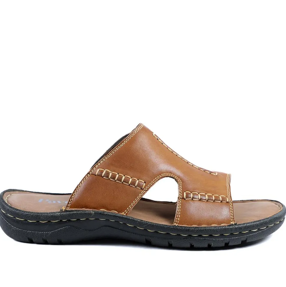 Slip On Leather Mule Sandals - Tan