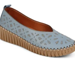 Slip-On Leather Pumps - Denim