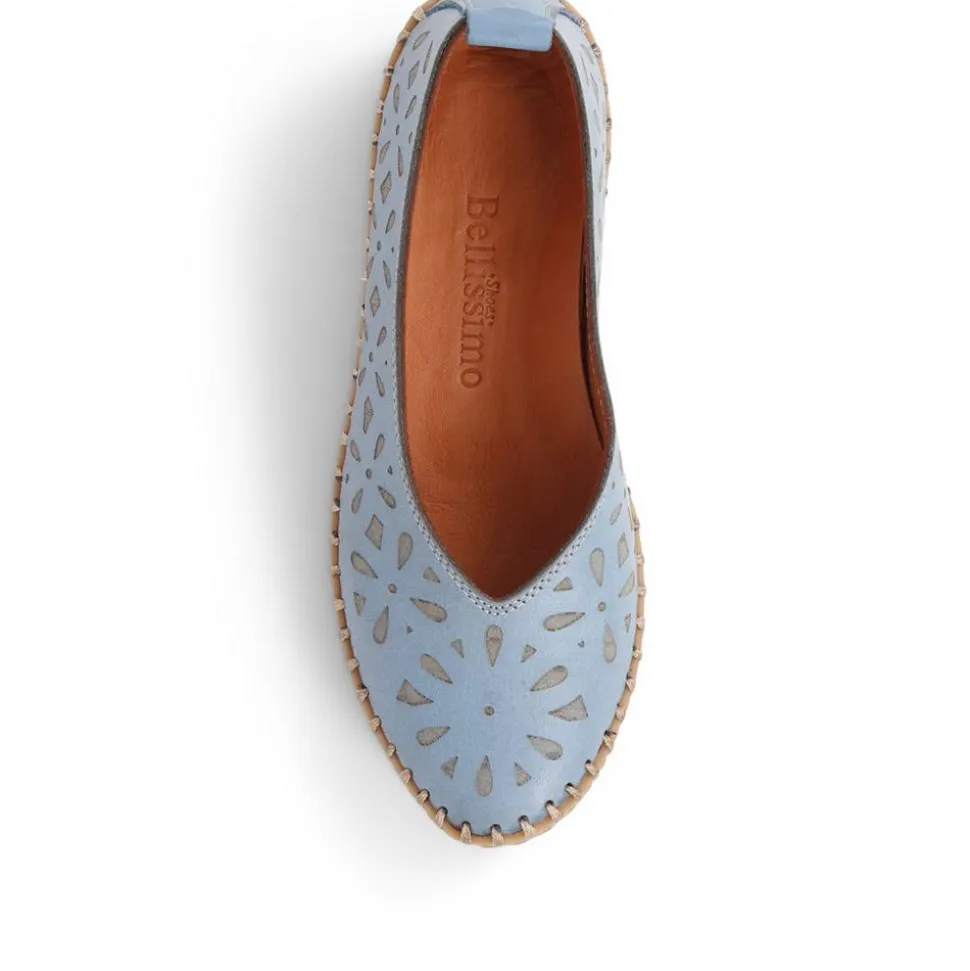 Slip-On Leather Pumps - Denim