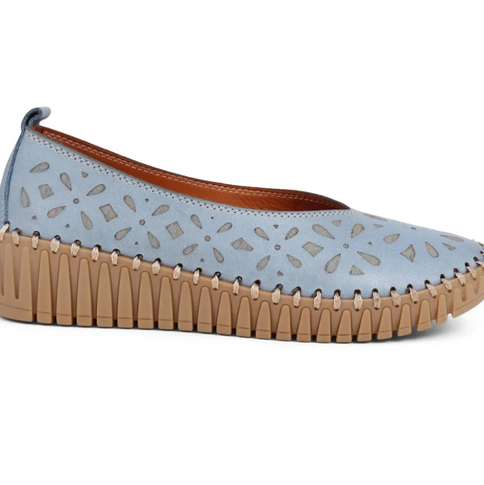 Slip-On Leather Pumps - Denim