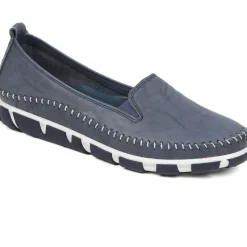 Slip-On Leather Pumps - Navy