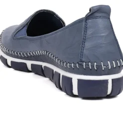 Slip-On Leather Pumps - Navy