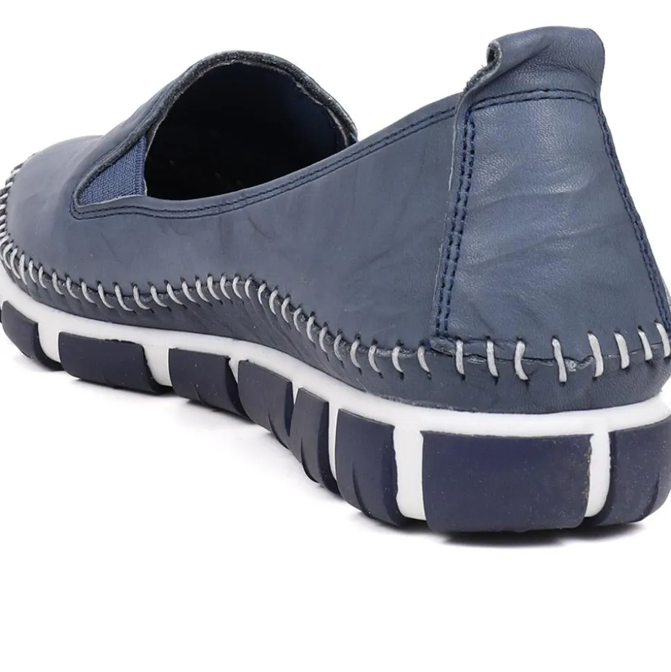 Slip-On Leather Pumps - Navy