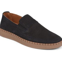 Slip-On Leather Pumps - Navy