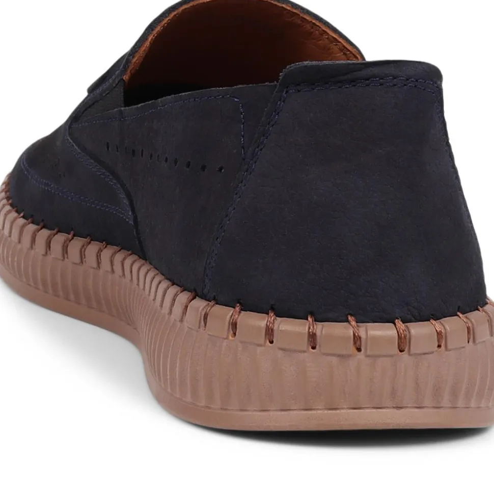Slip-On Leather Pumps - Navy