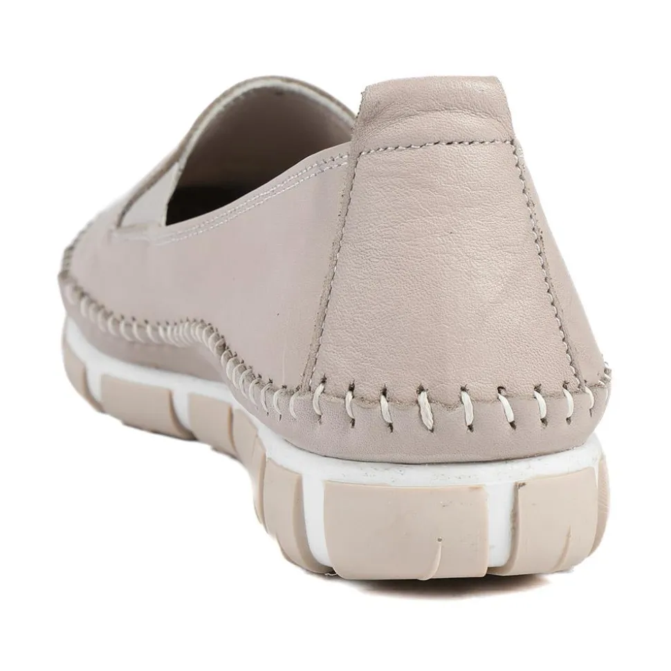Slip-On Leather Pumps - Stone