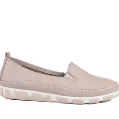 Slip-On Leather Pumps - Stone