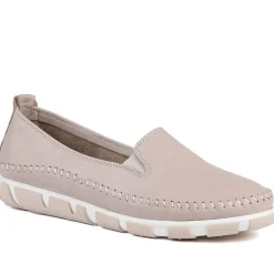 Slip-On Leather Pumps - Stone