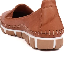 Slip-On Leather Pumps - Tan