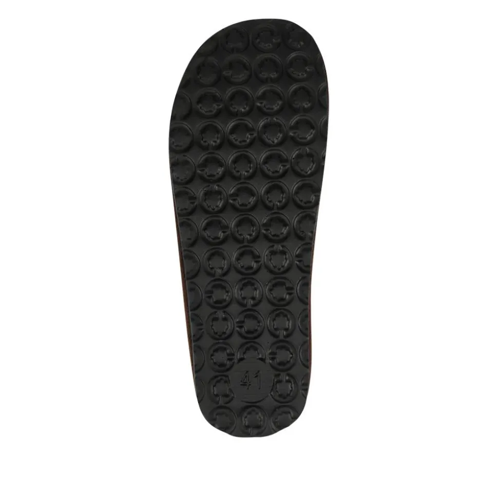 Slip-On Mule Slippers With Grip Sole - Brown