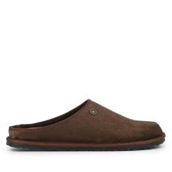Slip-On Mule Slippers With Grip Sole - Brown