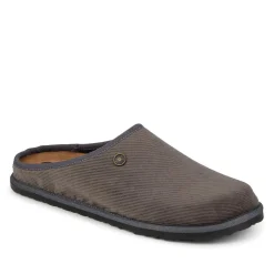 Slip-On Mule Slippers With Grip Sole - Grey