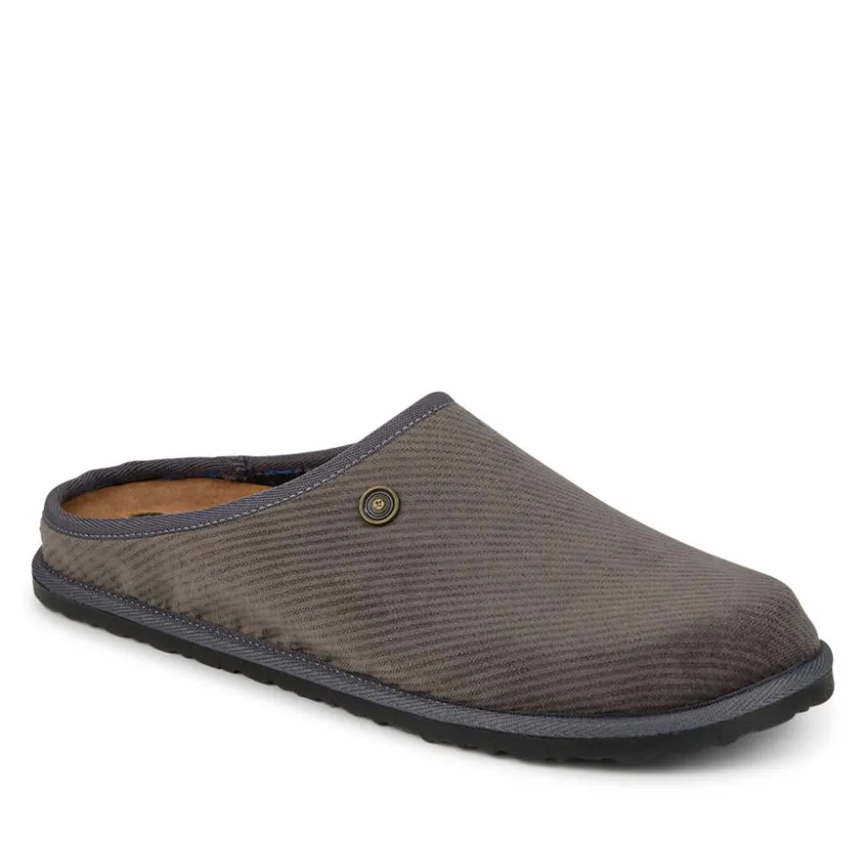 Slip-On Mule Slippers With Grip Sole - Grey