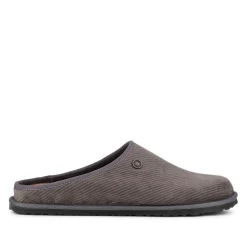 Slip-On Mule Slippers With Grip Sole - Grey