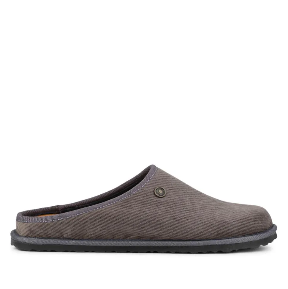 Slip-On Mule Slippers With Grip Sole - Grey