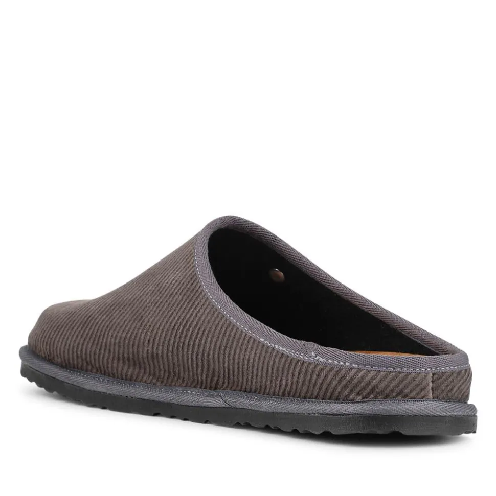 Slip-On Mule Slippers With Grip Sole - Grey