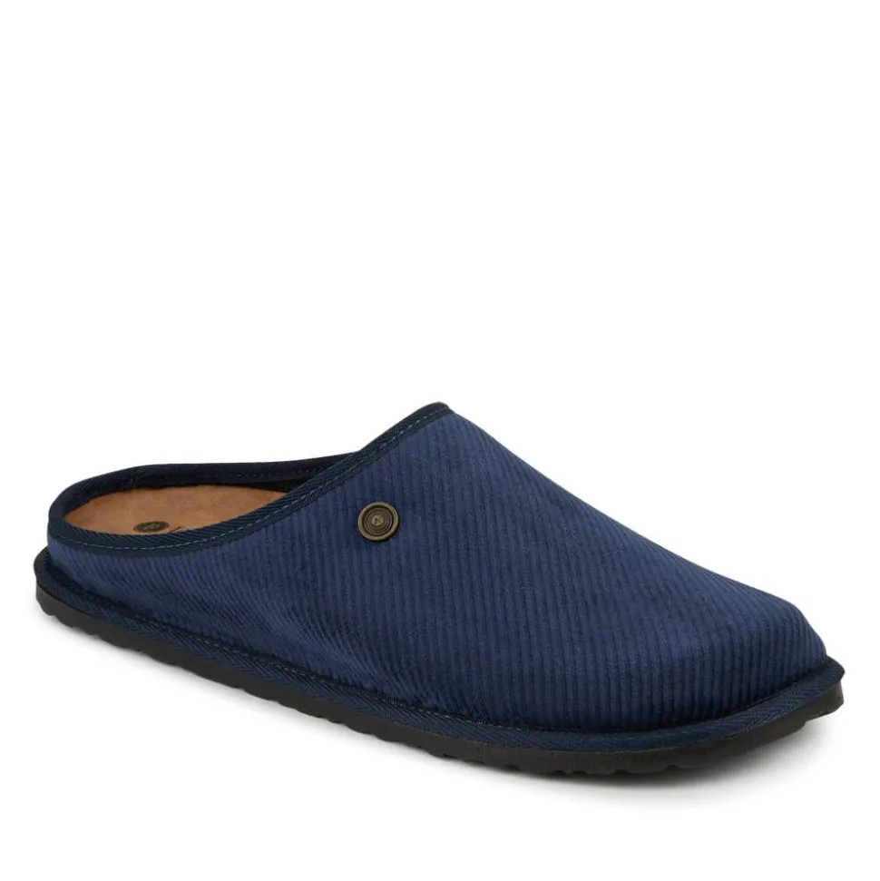 Slip-On Mule Slippers With Grip Sole - Navy