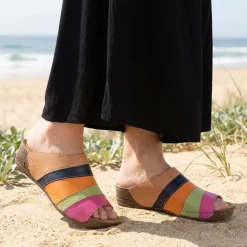 Slip On Peep Toe Mules - Multi