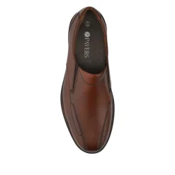 Slip On Smart Leather Shoes With Grip Sole - Cognac