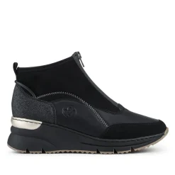 Slip-On Wedge Ankle Boots - Black