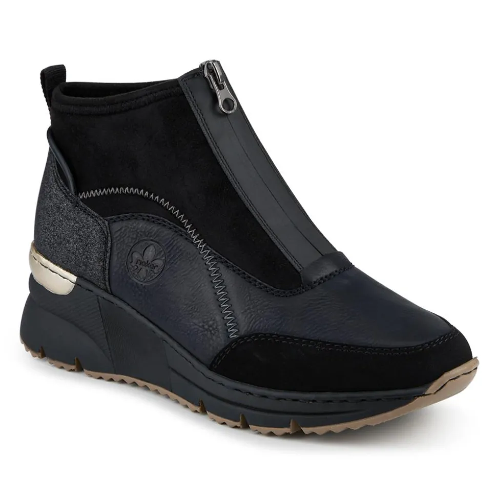 Slip-On Wedge Ankle Boots - Black